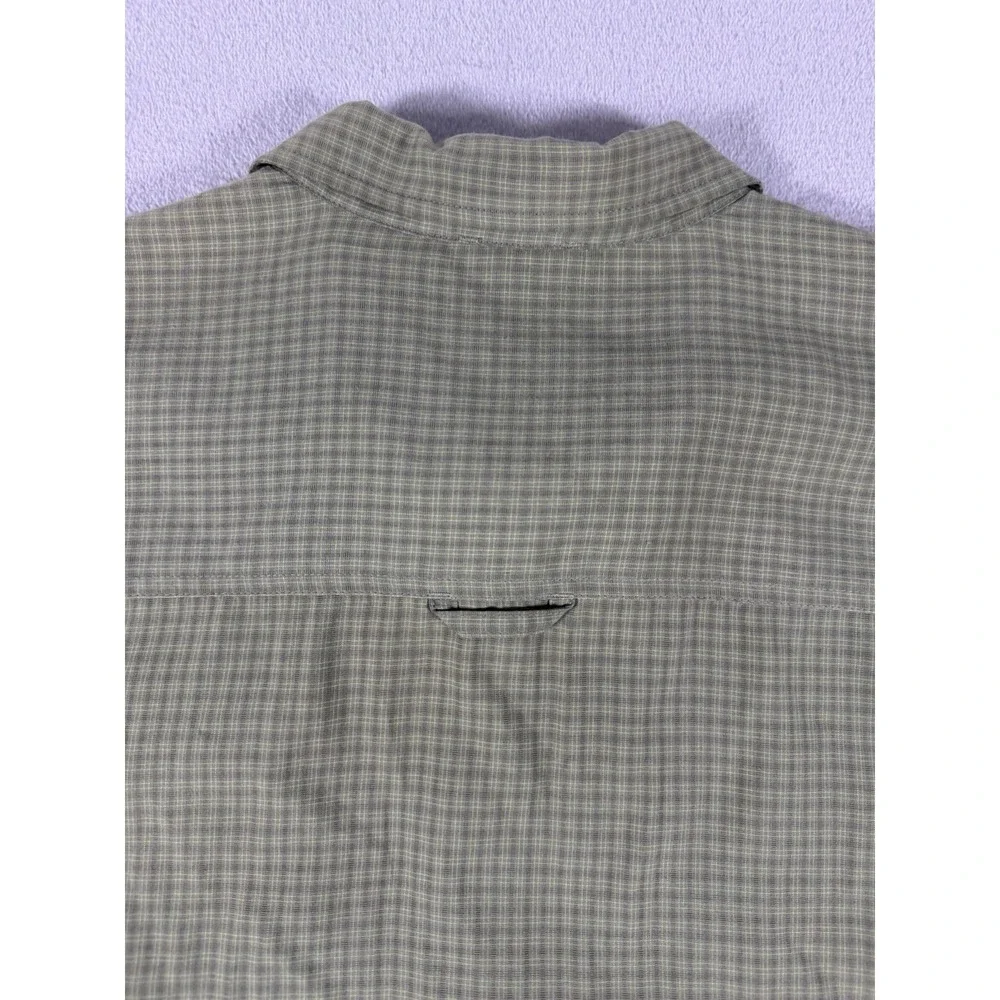 The North Face Plaid Hiking Shirt Men's L‎ Green Short Sleeve Button Up Outdoor